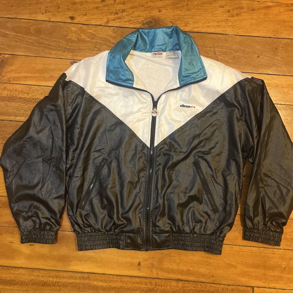 Vintage Ellesse Windbreaker Lightweight Jacket 90's Color White Mint‎ Size 2